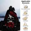 1pc Skull Roses Blanket Lightweight Flannel Throw for Sofa Bed Travel Camping Livingroom Office Couch Chair