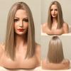 ALAN EATON Short Ombre Blonde Lace Front Wig Synthetic Blonde Straight Bob Heat Resistant Wig Natural Looking Hair for Daily Use