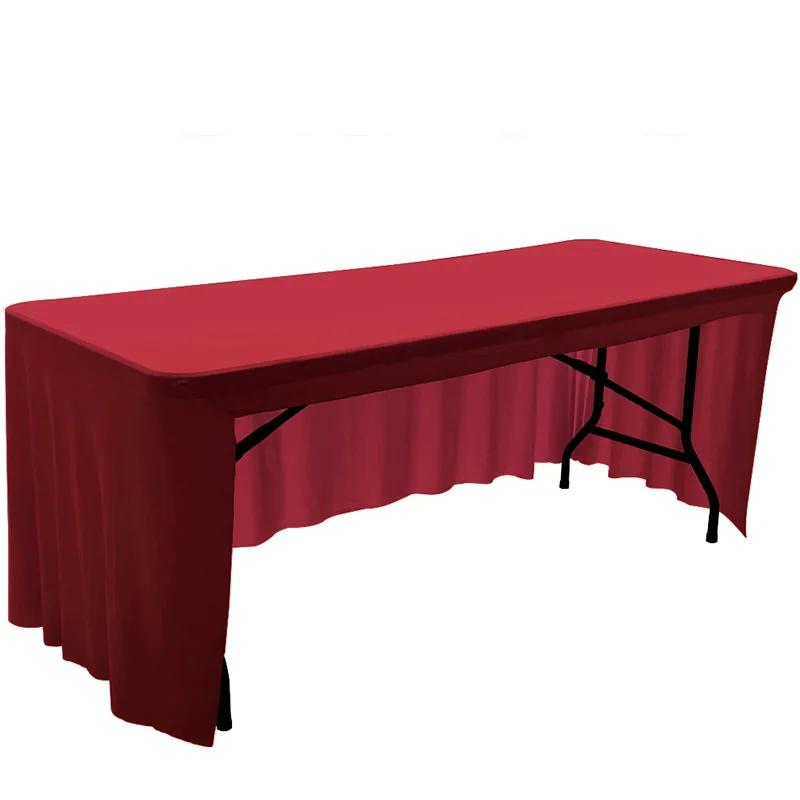 Spandex Stretch Table Cloth 4FT 5FT 6FT 8FT Table Skirt Cover for Wedding Party Banquet Solid Rectangular Cocktail Tablecloth