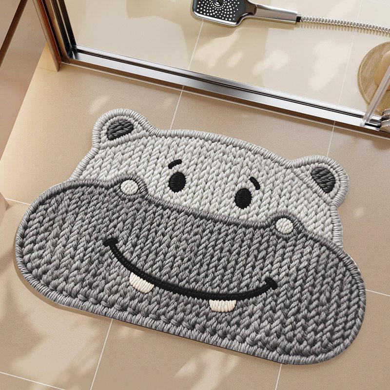 Diatom Mud Non-slip Bathroom Floor Mat - Cartoon Design, Easy Care, Water Absorbent