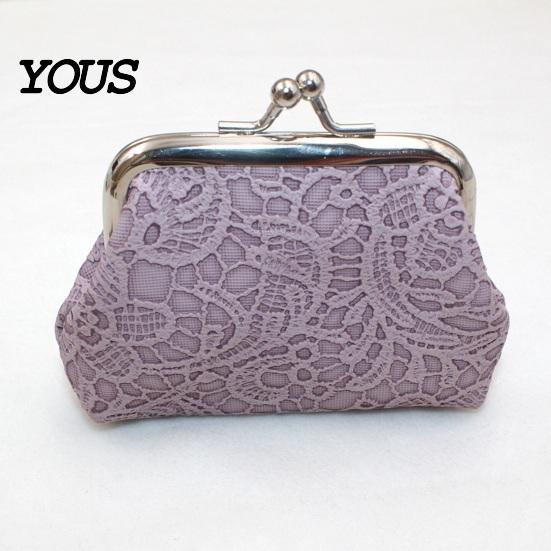 Palm-sized Wallet Embossed Lace Coin Purse, Kiss Lock Closure Pouch, Lightweight Holder Women Small Change Purse for Cash Coins Cards