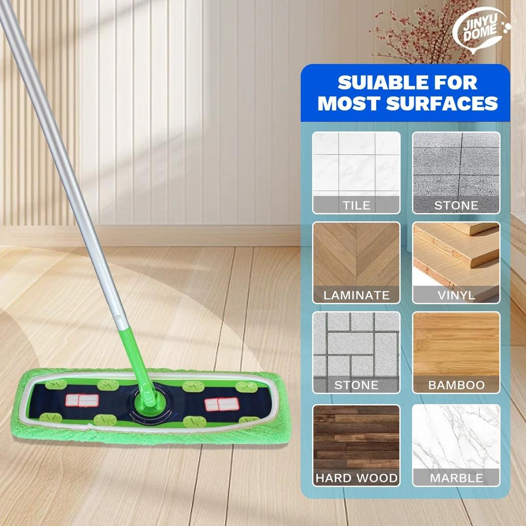 JINYUDOME Microfiber Mop Pads Reusable For Swiffer XL Sweeper Green Washable Dry Wet Mopping 17*5" Floor Cloths