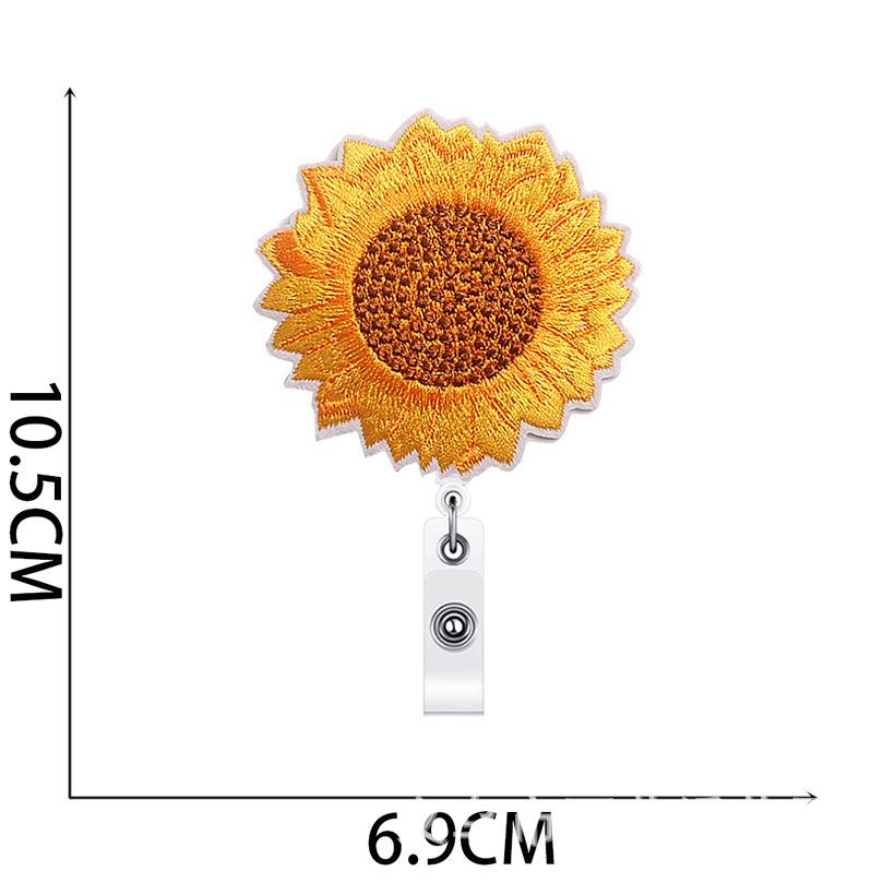 Sunflower Easy-Pull Button Embroidery Cloth Sticker, Sunflower Embroidery Sticker, Clothes Patch Sticker, Crocodile Clip, Computer Embroidery Label
