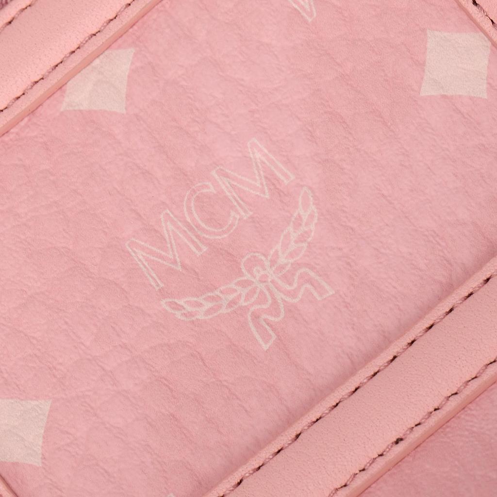 MCM Pink Visetos Leather Convertible Chain Hobo Bag for Daily Use