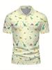 Men'S Short-Sleeve Shirt with a Flat Digital Print Design - Non-Textured