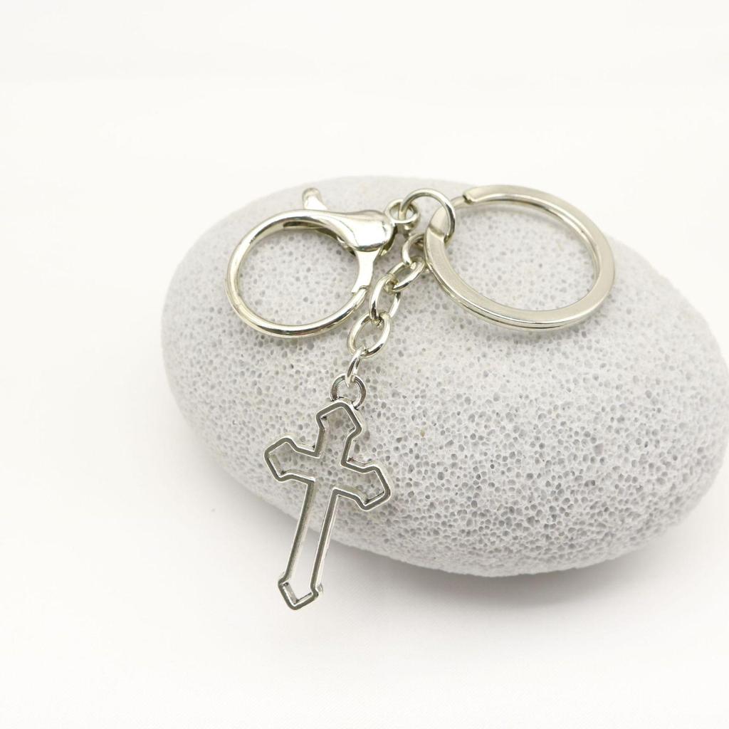 Hollow Cross Keychain: Creative Metal Pendant for Backpack