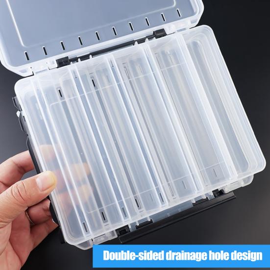 10/14/16 Grids Takle Box Fiske lokkebeholder med håndtak Gjennomsiktig design Multi-rom Kompakt størrelse bærbar fiskeagn oppbevaringsveske