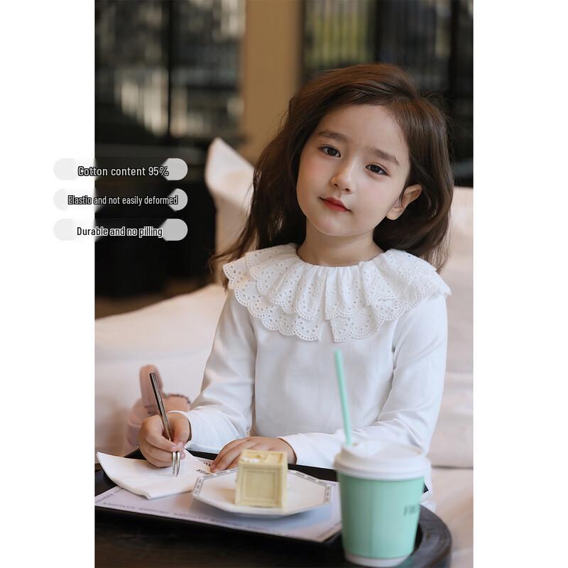 Girls' Korean Style Ruffle Collar Long Sleeve Top