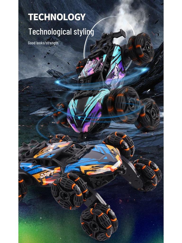 Six-Wheel Alloy Remote Control Off-Road Stunt Car with Gesture Sensing and Spray for Kids