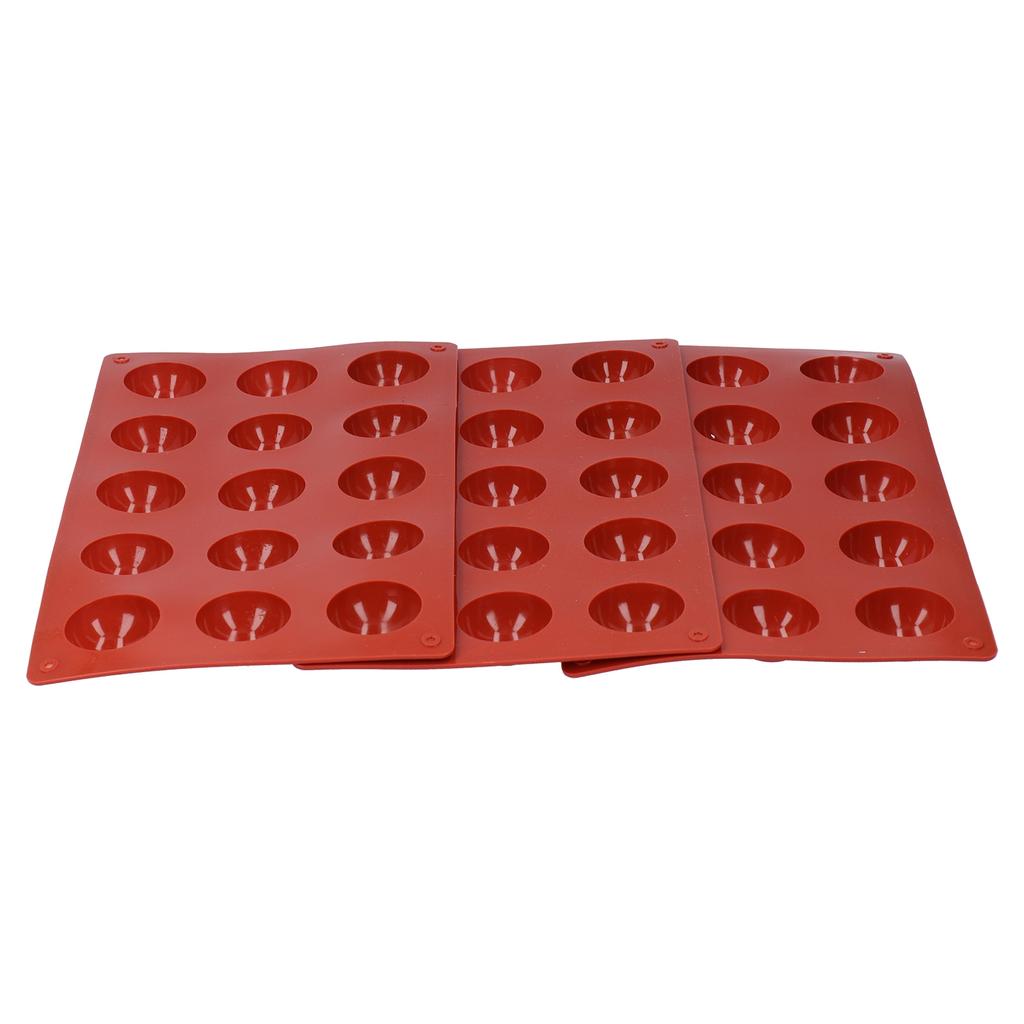 3 Stück Kuchenform 15 Löcher Halbkugelförmige Silikon Schokoladenform Lebensmittelqualität Dessert Backform