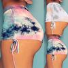 Fashion Women Quick-drying Sports Shorts Tie- Print Elastic Short Yoga Pants