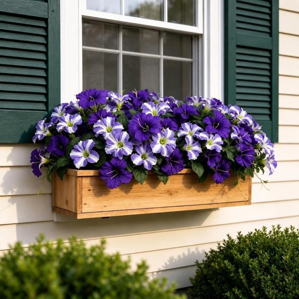 Weatherproof Fake Silk Flower Bouquet Silk Material Faux Petunia Flowers Outdoor Use