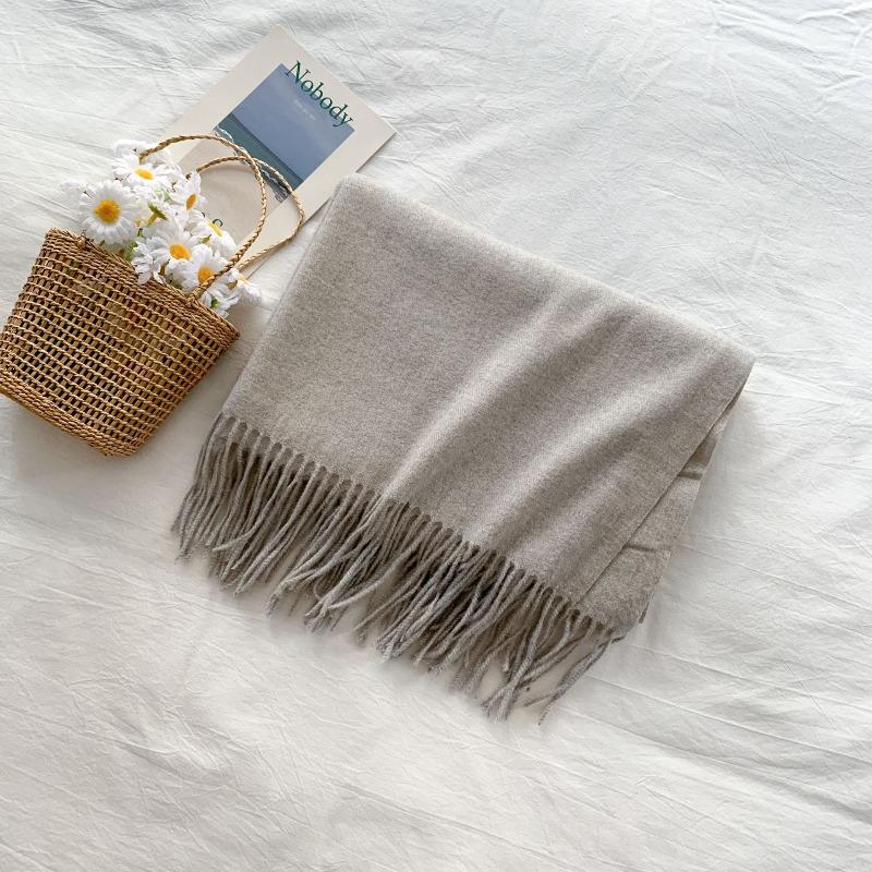 Mary 300g imitation cashmere tassel scarf women's winter solid color thickened warm shawl Japanese scarf