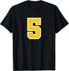 Number 5 Yellow Graphic Print Black T-shirt