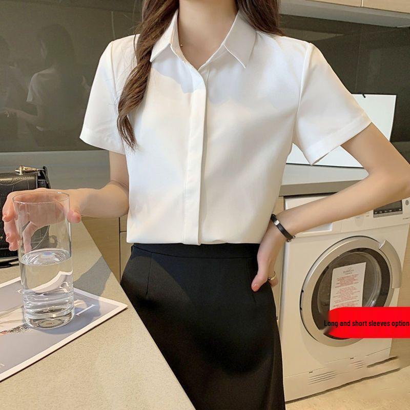 

Женская белая блузка с длинным рукавом, на флисовой подкладке, плотная - Осень/Зима 2022, свободного кроя S (Approx. 35.5-40 kg)