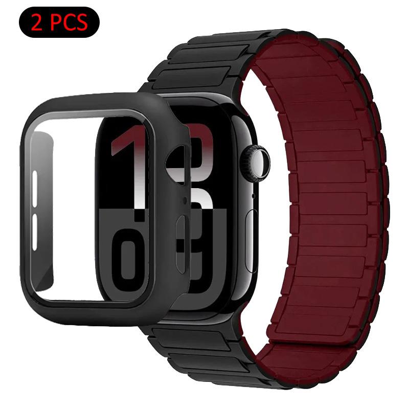 Silicone Strap+Case For Apple Watch Ultra 3/2/1 49mm 11 10 46mm 42mm Magnetic Band iWatch 9 8 7 45mm 41mm 6 5 SE 44mm/40mm Cover