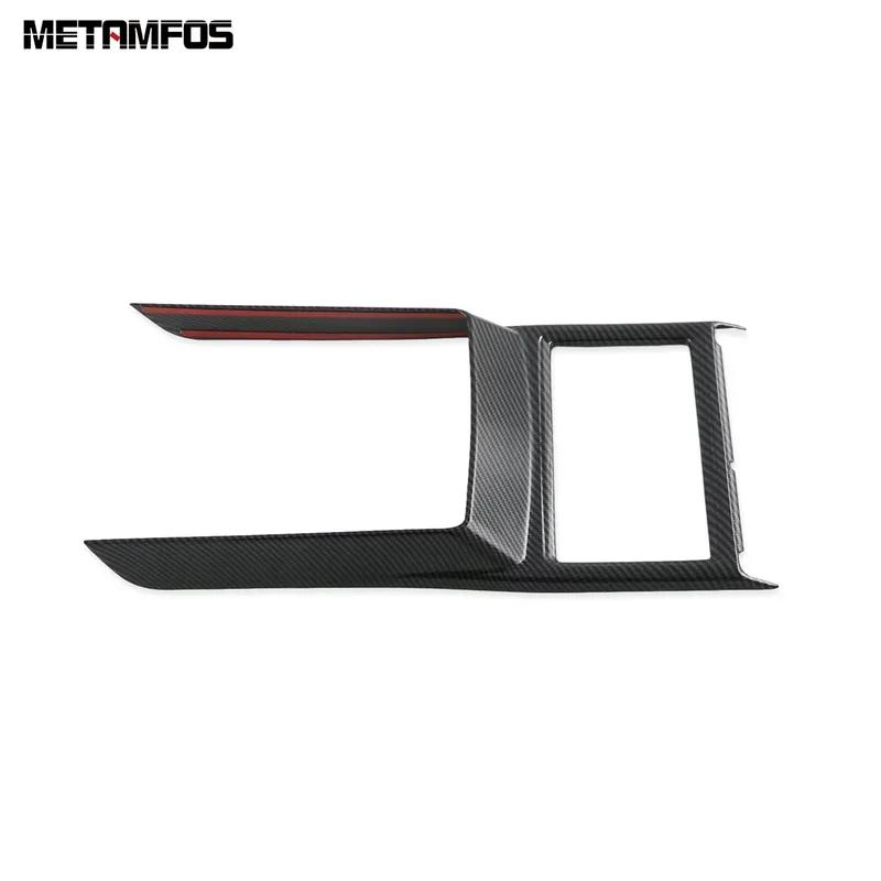 For Mitsubishi Outlander -2024 2025 Carbon Fiber Console Gear Shift Box Molding Trim Water Cup Holder Frame Car Accessories