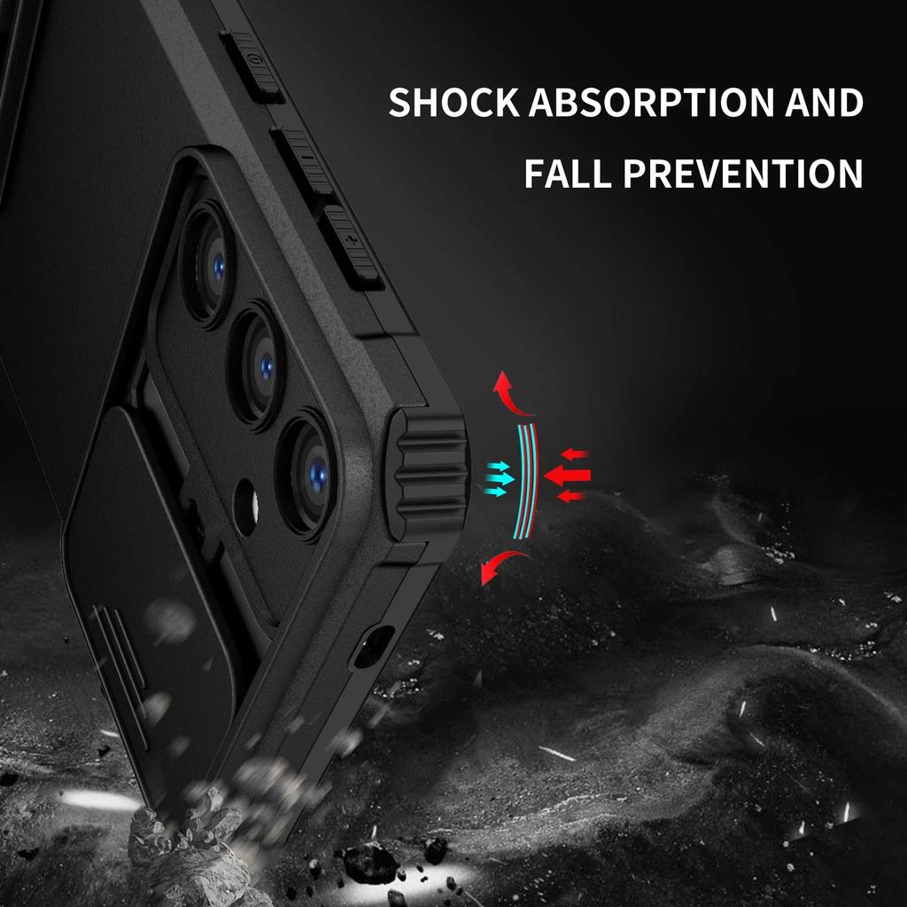 Bracket Stand Slide Lens Case for Samsung Galaxy S25 Plus Edge S24 S23 FE S22 Ultra Funda