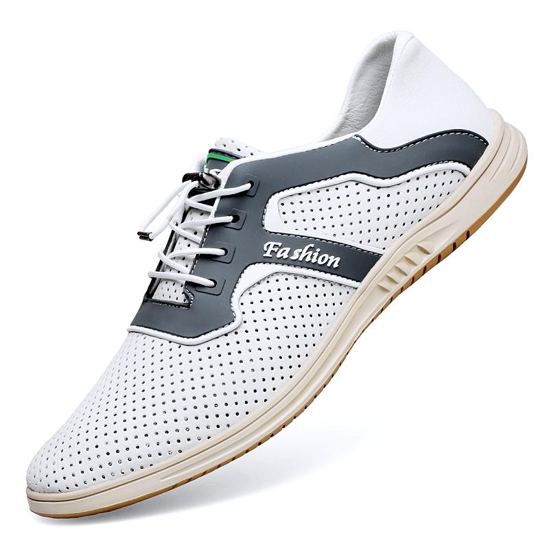 Fashion Hot Sale Men Casual Shoes Male Comfortable Driving Shoe Hollow Out Breathable Mens Sneakers Genuine Leather Men Walking Shoe