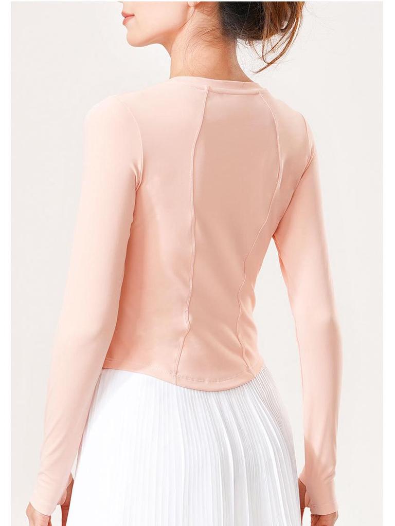 Lulu Slimming Long-Sleeve Yoga T-Shirt: Autumn/Winter Round Neck, High Elastic Slim Fit
