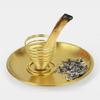 MrMrKura 5-Piece Brass Incense Holder and Saucer Set, Multi-Purpose Incense Holder, Incense Burner, Sage and Palo Santo Incense Burner Stand, Stylish