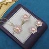 18K Gold-Plated Freshwater Pearl Jewelry Set: Necklace, Earrings & Ring with Micro-Pave Diamonds (9-10mm Pearls).