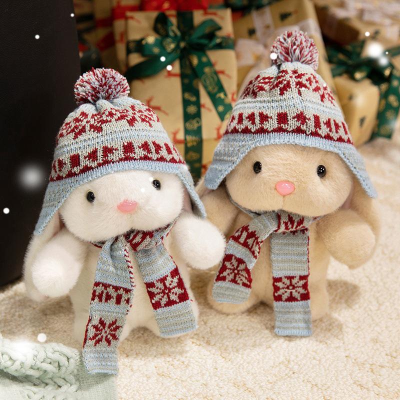 

Cute Lop-Eared Rabbit Plush Scarf Hat: Cartoon Toy & Home Decor 20cm білий
