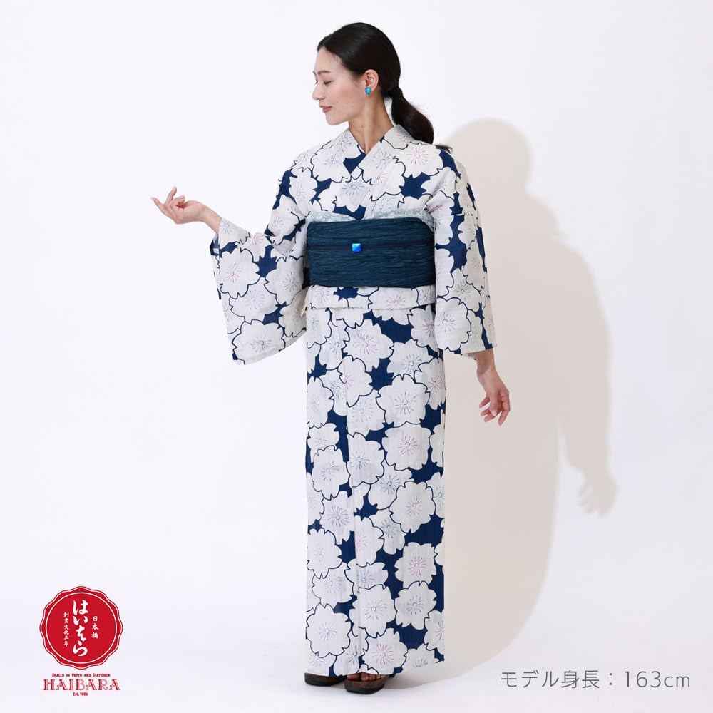 Kimono Yukata Cotton Kimono Cherry Blossom [Kyoto Yuzen] Women's (Sold Separately) - Nihonbashi/Haibara - High-Quality - (Navy)