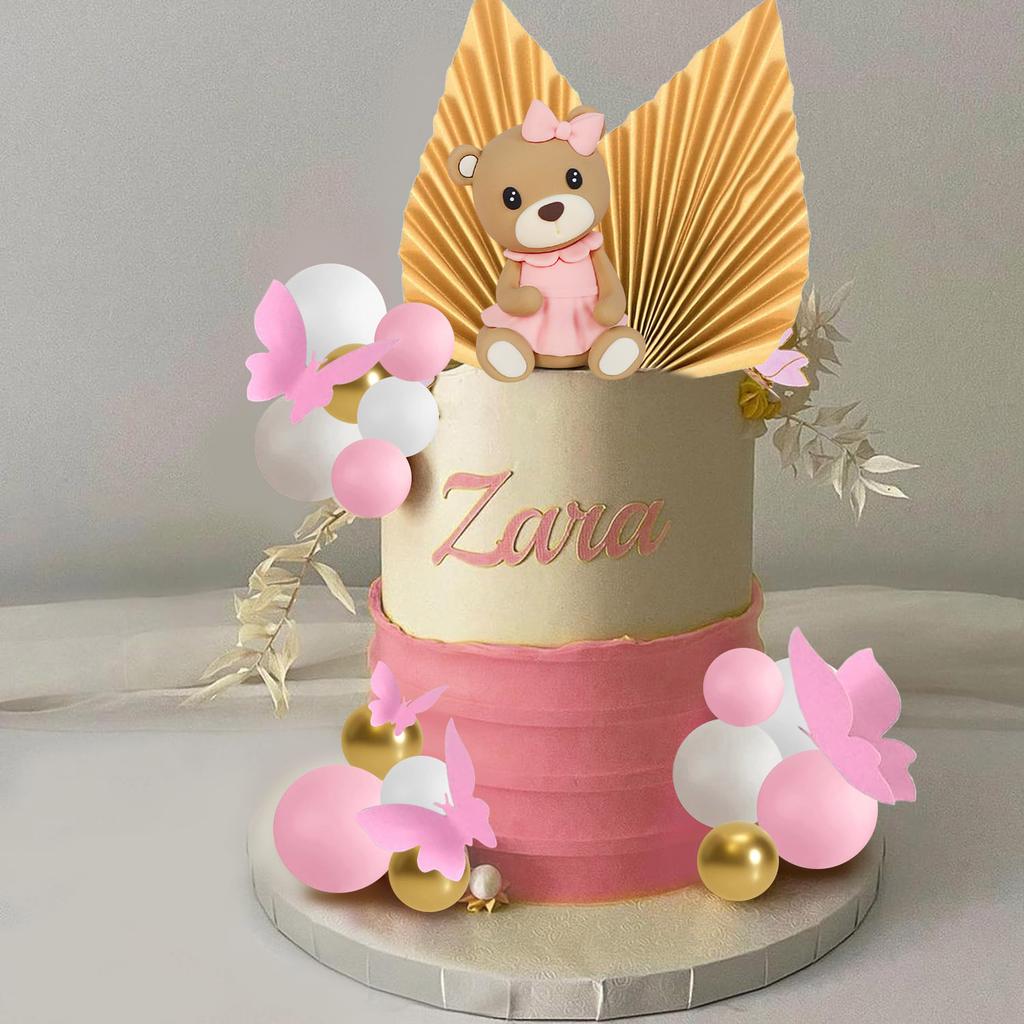 43pcs Bear Cake Topper Boho Mini Bear Cake Decorations for Baby Shower Birthday Party Gender Reveal Bear Themed Party Supplies