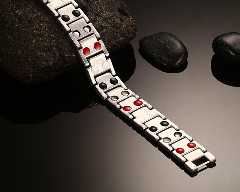 Rose Gold Color Titanium Steel Double Row Infrared Magnetic Bracelets Bangles Men Germanium Negative Fashion Jewelry