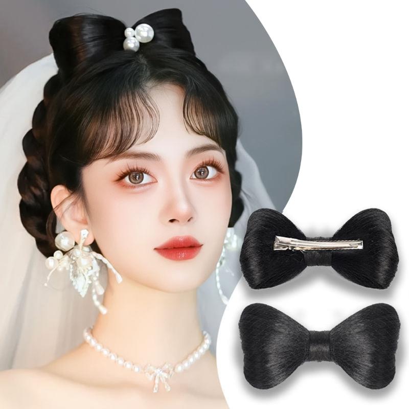 Hair Bows Wigs Hair Bows Hair Clip for Girl Hair Bun Bows Hairpin Korean Hair Barrettes Women 2000s Hair Decors Accessor
