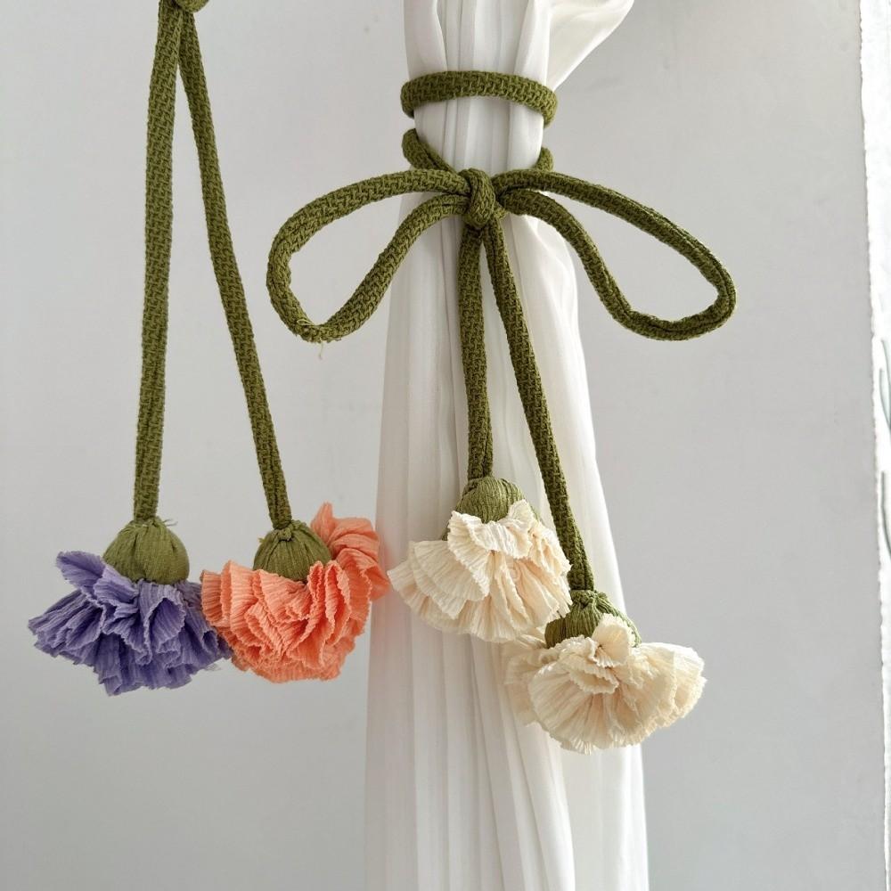 Adjustable Flowers Curtain Straps Decorative Carnation Curtain Tie Rope  Homestay Decor