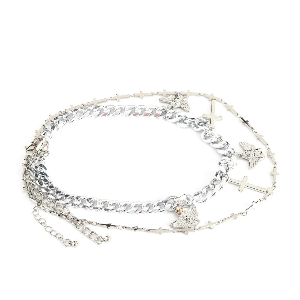 2 Stück Kette Choker Halskette Hip Hop Kreuz Anhänger Halskette Schmuck Kleidung Accessoire