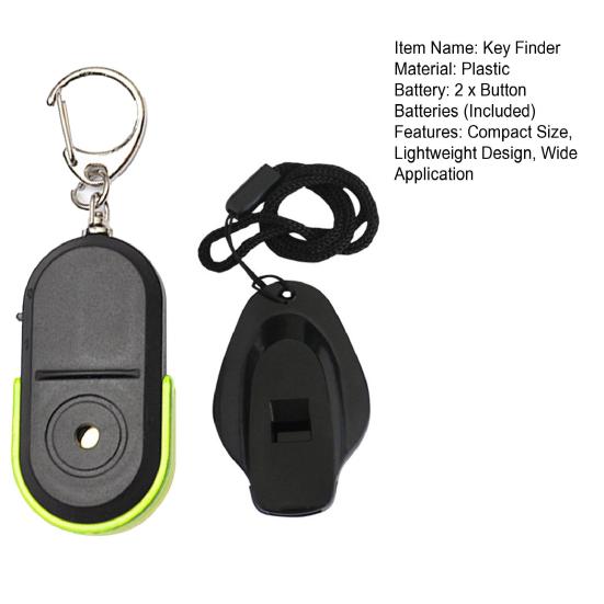 Fluier localizator chei cu senzor audio Găsire ușoară a cheilor Echipament anti-pierdere Duritate ridicată Lumină de noapte Localizator chei