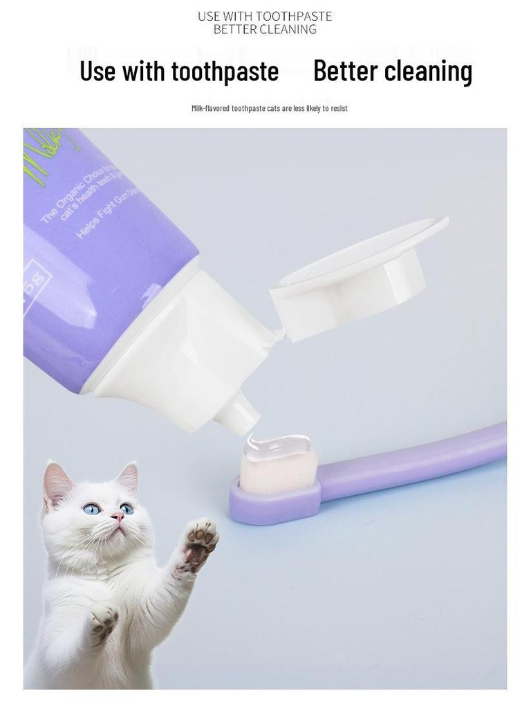 Sada ústní péče pro domácí mazlíčky: Sada kartáčků na zuby pro kočky s malou hlavicí & kartáčkem na prst - Štětiny s vysokou hustotou