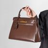 Box Glossy Kelly Cowhide Women'S Leather Bag Second Generation Glossy Large Capacity Commuter Shoulder Handbag Crossbody