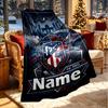 Custom Name Personalized Atletico Madrid Print Blanket, Home Decor, Bedroom, Sofa, Camping, Couch, Gifts for Birthday Christmas