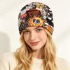 Y2K Streetwear Knit Beanie With Graffiti Print Cartoon Smiley Face Rolled Cuff Warm Winter Hat Women Men