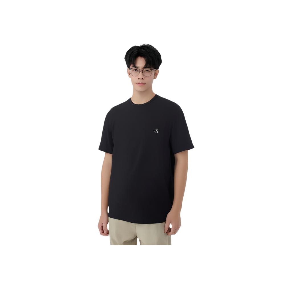 Calvin Klein Solid Color Crew Neck Pullover Short Sleeve T-Shirt Men Tops Black 000NB2364E-001