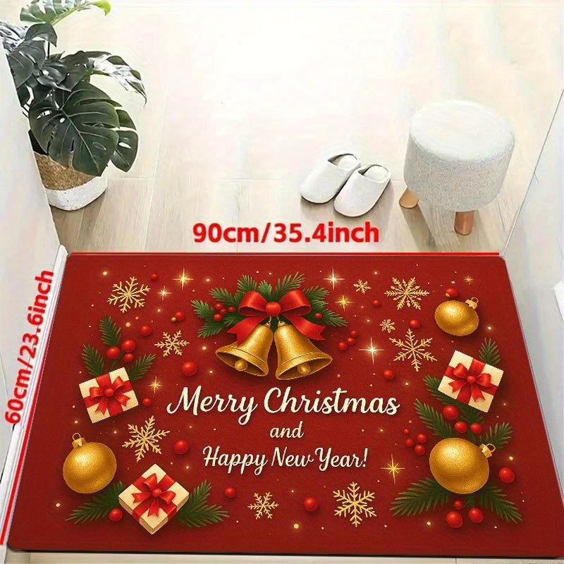 1Pcs Anti Fatigue Kitchen Rugs Christmas Golden Bells Waterproof Non-Slip Thick Cushioned Kitchen Mat Heavy Duty Comfort Standing Mat for Kitchen