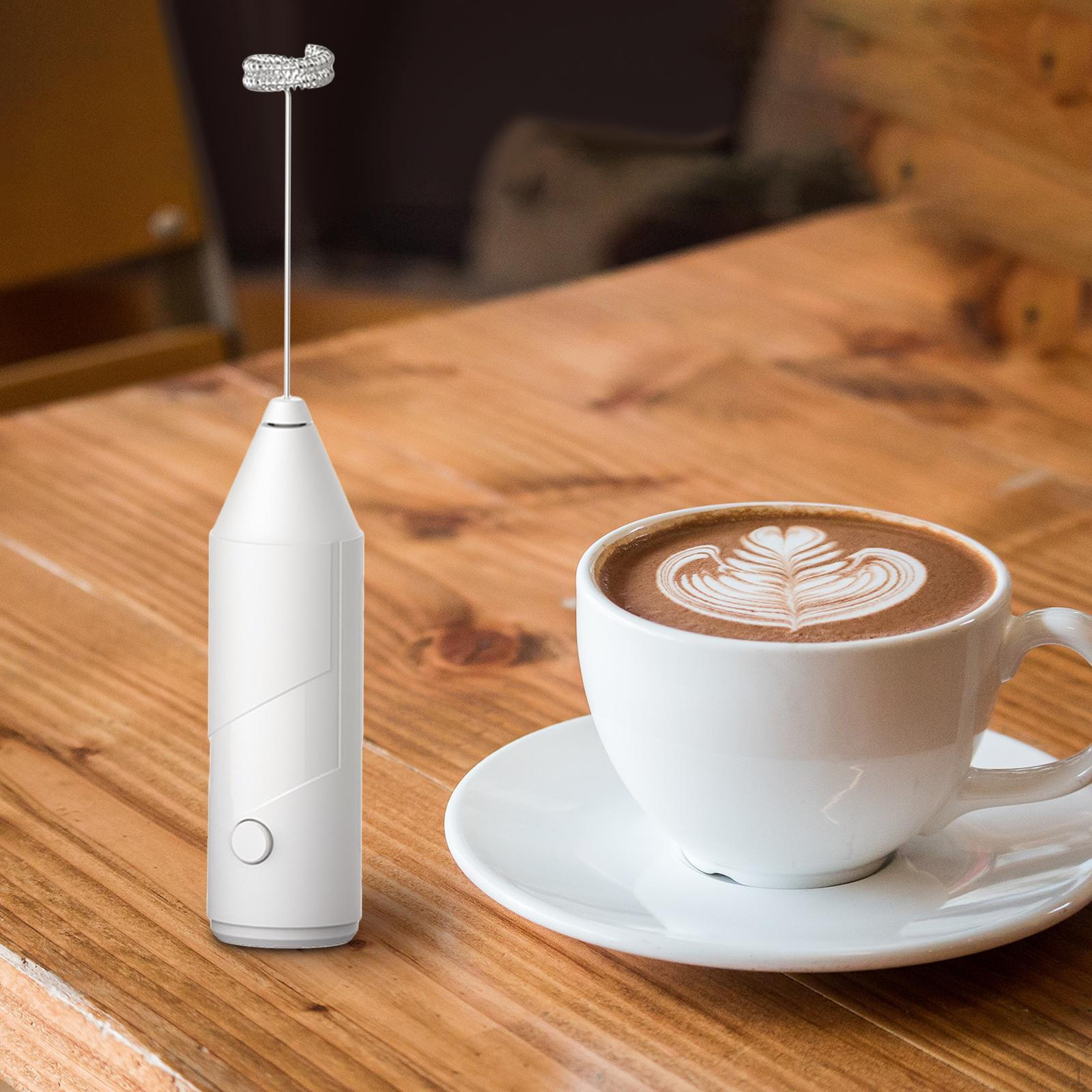 

Электрический взбиватель для взбивания молока, удобная ручка, венчик для кофе белый