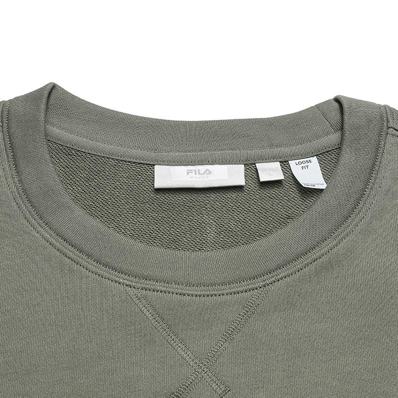 FILA Milano Series Fashion Simple Classic Basic Sports Casual Loose Comfortable Solid Color Crew Neck Pullover Long Sleeve Sweatshirt F11M625212F-LK