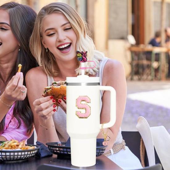 9Pcs Cup Accessories Set for 30oz 40oz Cup Personalize Your Tumbler with Silicone Straw Caps Letter Pendants