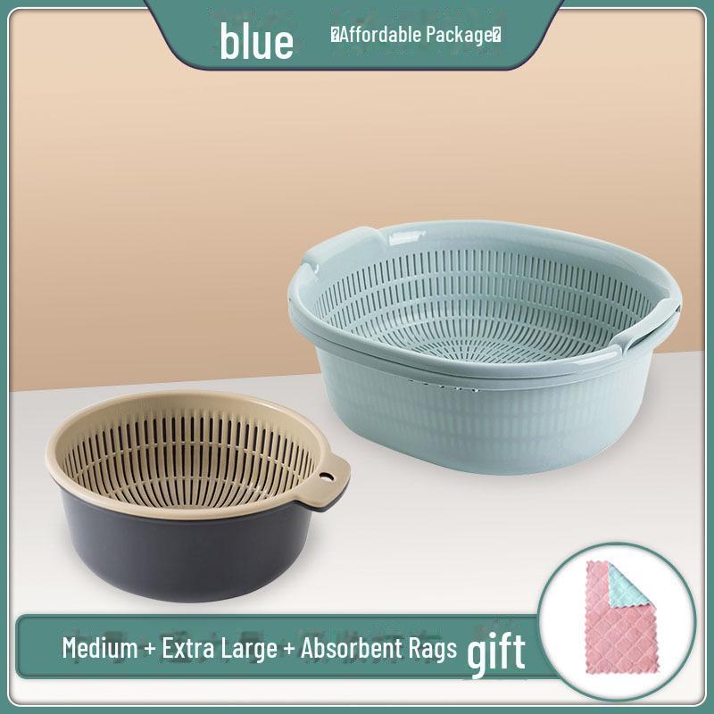 Double-Layer Plastic Drain Basket: Enlarged Kitchen Basin & Fruit Plate