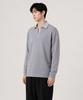 CUSTOMUS Men'S Striped Contrast Collar Slit Neck Polo Sweatshirt Cxs26Fkkt801 Gry