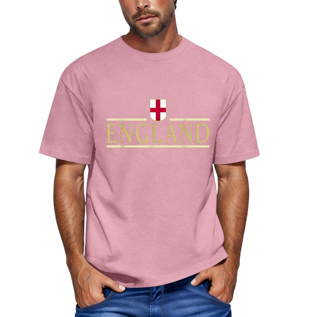 Men's Casual Short Sleeve Crew Neck T-Shirt England Football Inspired Graphic Print Comfortable Fit Lightweight Fabric