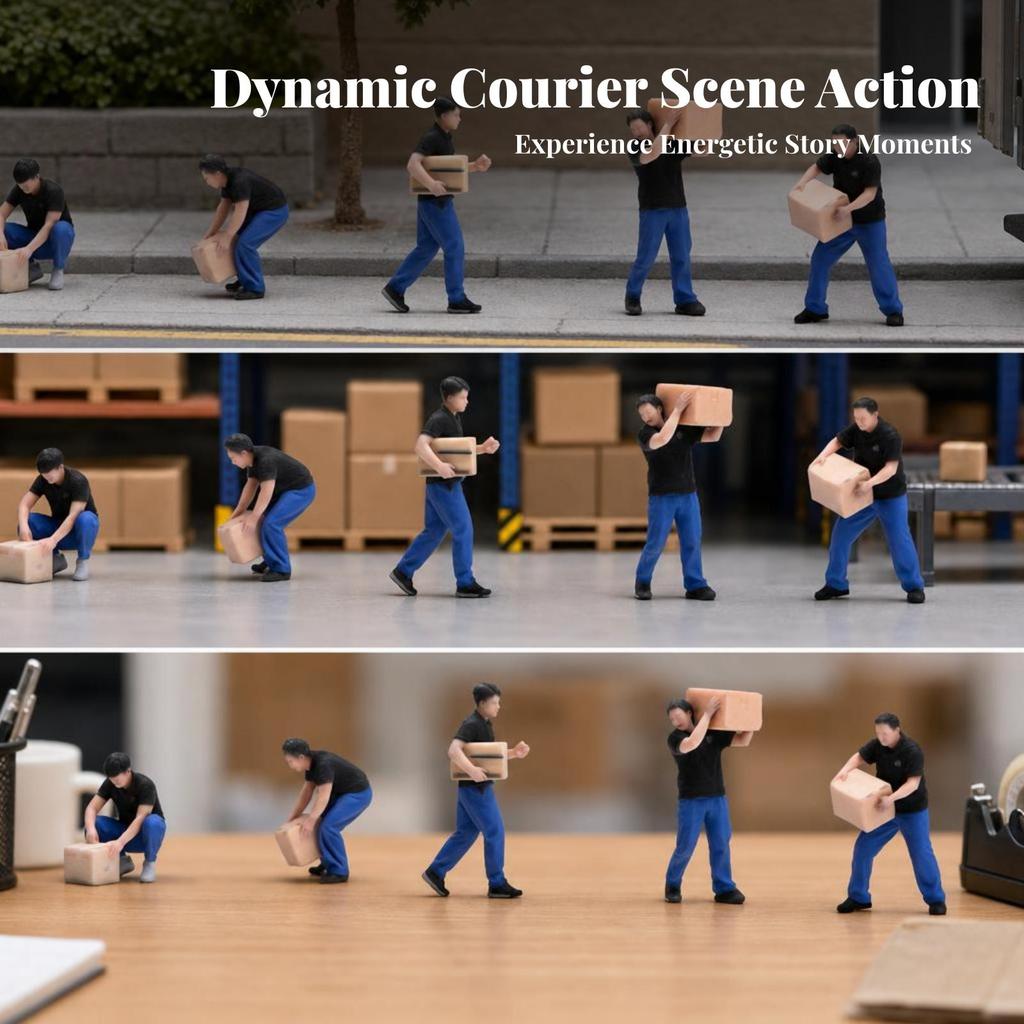 5 Pieces Delivery Worker Figures Realistic Pose Mini Resin