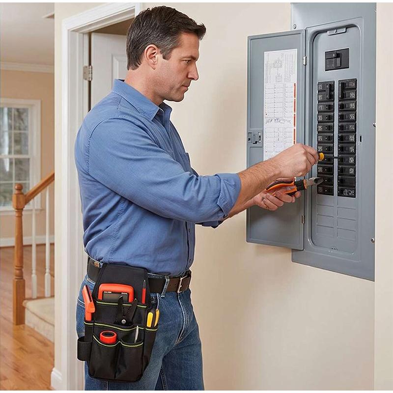 Multi-Functional Tool Waist Pouch xford Cloth Belt Storage Holder with 7 Pockets Adjustable Heavy Duty Utility Bag for Home DIY