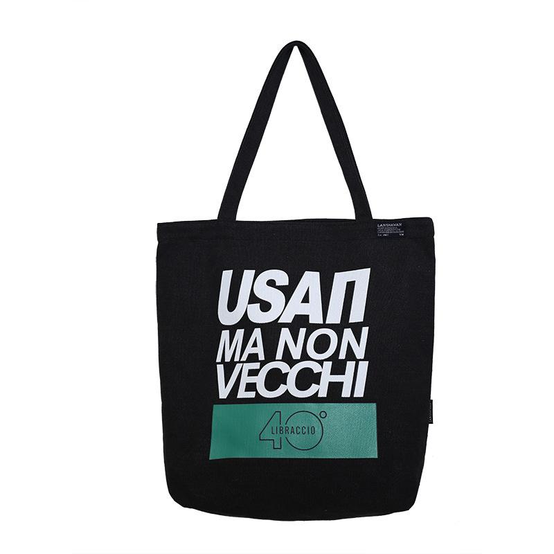 New Canvas Bag Large Capacity Women's Alphabet Printed Shoulder Bag Student Commuter Handbag