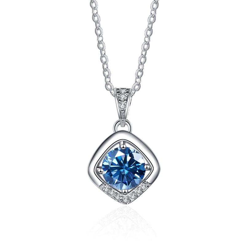 Bague Ringen 1ct VVS D Colored Moissanite Diamond Necklace For Women Silver 925 Jewelry Female Simple Temperament Clavicle Chain